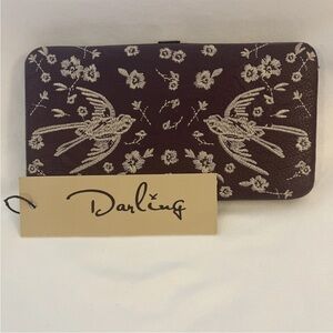 Darling Dark Brown Wallet with Bird and Floral Design